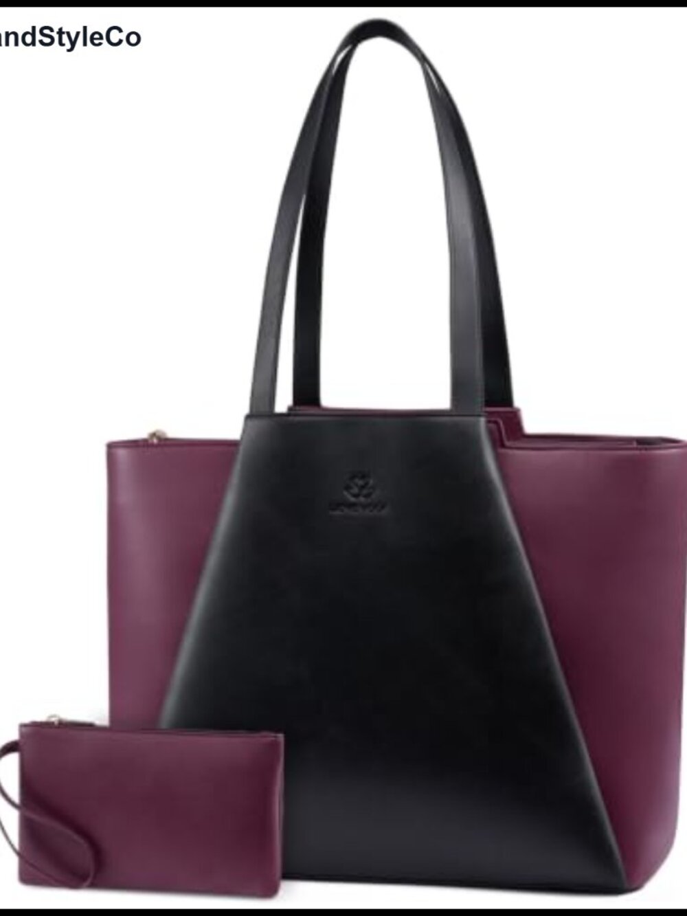 Faux Leather Laptop Tote 15.6 Inch Messenger Bag with Clutch